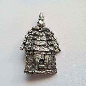 Vintage Sheridan Silver Birdhouse Pin